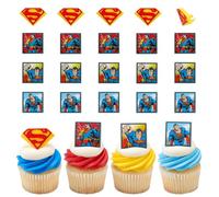 Lot de 24 décorations de cupcakes Superman DC - Pour cupcakes - Qualité alimentaire