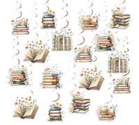 Lot de 24 décorations de fête en forme de livre d'histoires à suspendre pour fille - Décoration à suspendre au plafond - Premier chapitre de lecture - Bibliothèque - Club de lecture - 1er, 2e et 3e