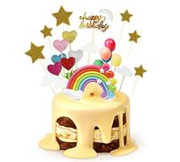 Lot de 24 décorations de gâteau à faire soi-même - Pour fête prénatale, fête d'anniversaire - Arc-en-ciel, nuage, cœur, étoile et ballon