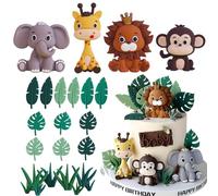 Lot de 24 décorations de gâteau d'anniversaire sur le thème du safari sauvage pour garçons et filles (B)
