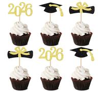 Lot de 24 décorations de gâteau de remise de diplôme 2024 - Paillettes - Classe de 2024 - Pour remise de diplôme