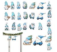 Lot de 24 décorations de nain en bois de Père Noël - Décoration de Noël avec corde pour accessoires de sapin de Noël