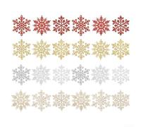Lot de 24 décorations de Noël en forme de flocon de neige avec construction en plastique, convient pour une utilisation en intérieur et en extérieur lors des fêtes d'hiver
