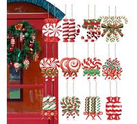Lot de 24 décorations de Noël en Forme de Sucette en Bois à Suspendre pour Porte, Mur, cheminée, Maison, intérieur et extérieur, Couronne d'