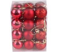 Lot de 24 décorations de Noël incassables pour intérieur/extérieur - Couronne de sapin de Noël - Guirlande de vacances, fête de mariage - Rouge - 30 mm