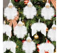 Lot de 24 Décorations de Sapin de Noël - Ailes d'Ange Blanches en Plumes - Vintage - Pendentif Ange - Pour Extérieur, Intérieur, Mariage, Maison, Fête