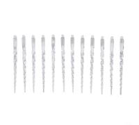 Lot de 24 décorations en forme de stalactites pour sapin de Noël avec 12 pendentifs en plastique transparent et cordons pour décoration de vacances (24 x A-S)