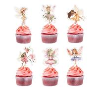 Lot de 24 décorations pour muffins - Fée - Décoration de gâteau - Fée - Décoration d'anniversaire - Elfes - Cupcake - Décoration de gâteau pour enfants - Anniversaire - Thé de l'après-midi