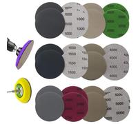Lot de 24 Disques de Ponçage, Rond Papier de Verre, 80mm Disques Abrasifs Auto-Agrippants,Humide et Sec 1000/1500/2000/3000/4000/5000 pour Le Flocage