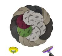 Lot de 24 disques de sable ronds de 75 mm en papier de verre avec crochet et boucle, disques de sable humides et secs, pour bois métallique - particules 1000/1500/2000/3000/4000/5000