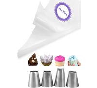 Lot de 24 douilles extra larges avec sacs pour Eclairs, churros, macarons, étoiles, meringues, glaçage, pâte à biscuits