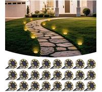 Lot de 24 éclairage solaire sol extérieur 8 LED blanc chaud détecteur crépusculaire IP68 pour jardin allée terrasse piscine balise