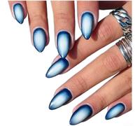 Lot de 24 écussons à pression amande bleu dégradé | Lot de 24 magnifiques dégradés bleus - Forme d'amande élégante - Prolonge les doigts optiquement