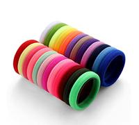 Lot de 24 élastiques à cheveux multicolores pour queue de cheval - Sans pli - En coton - Épais - Sans couture - Pour femme multicolore
