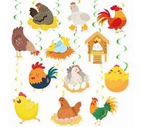 Lot de 24 émerillons suspendus pour poulet - Décoration de fête d'anniversaire - Poulet - Décoration de fête - Poulet - Anniversaire - Décoration de douche