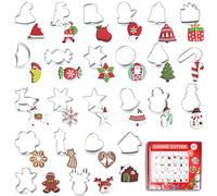 Lot de 24 emporte-pièces de Noël en acier inoxydable - Pour fondant de Noël - Kit d'outils de pâtisserie pour emporte-pièces de Noël - Décoration de gâteau de Noël
