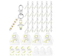 Lot de 24 étiquettes cadeaux en forme d'ange gardien pour communion, mariage, Noël, porte-bonheur avec pendentif ange gardien, cadeau d'adieu, éducatrice