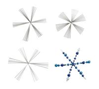 Lot de 24 étoiles en fil de fer - Flocons de neige de Noël - Étoiles en fil de fer - 9,6 cm - 11,2 cm - Perles - Pour bricolage et décoration d'arbre de Noël