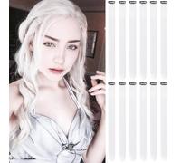 Lot de 24 extensions de cheveux à clipser pour femme - Sans couture - Colorées et droites - Accessoires de cheveux - Blanc