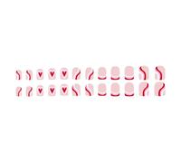 Lot de 24 faux cœurs artificiels à coller sur les ongles French Tip pour la Saint-Valentin