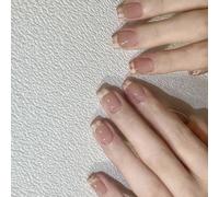 Lot de 24 faux ongles à bout français réutilisables courts ballerines en acrylique couverture complète à coller brillant à presser