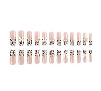 Lot de 24 faux ongles à coller avec nœuds 3D Motif léopard Pour femme et fille
