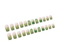 Lot de 24 faux ongles à coller en acrylique Motif trèfle Vert