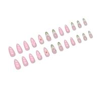 Lot de 24 faux ongles à coller en forme d'amande avec motifs floraux français