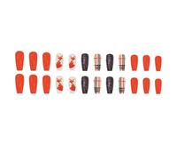 Lot de 24 faux ongles à coller Motif renards Orange Pour un look élégant