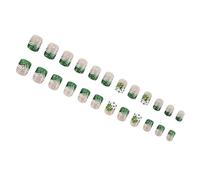 Lot de 24 faux ongles à coller pour la fête de la Patrick, motif trèfle vert à paillettes, pour ajouter du charme à n'importe quelle tenue