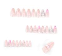 Lot de 24 faux ongles à coller pour la Saint-Valentin avec nœuds 3D - Fournitures de manucure pour femme