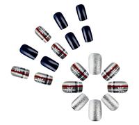 Lot de 24 faux ongles à coller sur les ongles de Noël à coller sur les ongles en forme de flocon de neige, décoration festive pour fête de vacances