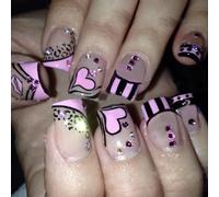 Lot de 24 faux ongles à coller sur les ongles - Motif léopard - Pour mariages, fêtes et voyages décontractés