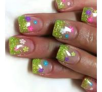 Lot de 24 faux ongles à coller sur les ongles - Pour festival - Fleurs