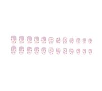 Lot de 24 faux ongles à motif floral violet clair de type français ovale brillant pour une application rapide et un usage quotidien facile