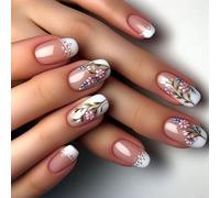 Lot de 24 faux ongles à motifs floraux faciles à porter et à enlever - Accessoires de manucure pour amateurs d'art - Designs élégants