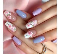 Lot de 24 faux ongles à motifs floraux faciles à porter et à enlever, accessoires de manucure pour les amateurs d'art en acrylique