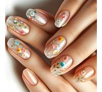 Lot de 24 faux ongles à motifs floraux faciles à porter et à enlever - Accessoires de manucure pour les amateurs d'art - Acrylique