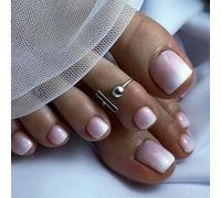 Lot de 24 faux ongles à presser avec languettes adhésives en gel acrylique court nude ombré French Tip Design 12 tailles pour femme Facile à appliquer Kit de bricolage avec matériau ABS respectueux de