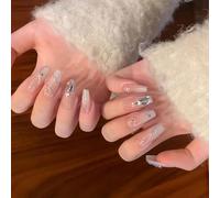 Lot de 24 faux ongles à presser avec motif élégant tourbillon - Pointes françaises - Accessoires d'art à coller - Pour femme