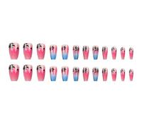 Lot de 24 faux ongles à presser avec motifs de bord de mer et cocotier artificiels pour les voyages