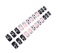 Lot de 24 faux ongles à presser avec strass scintillants pour une application facile en salon de manucure