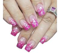 Lot de 24 faux ongles à presser carrés avec strass étincelants - Colle réutilisable et non nocive - Facile à appliquer pour femmes et filles - Pour fête, mariage, quotidien, salon de beauté