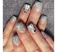 Lot de 24 faux ongles à presser carrés sur les ongles - Manucure française - Faux ongles - Cadeaux pour femmes et filles