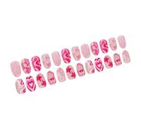 Lot de 24 faux ongles à presser courts en forme d'amande - Couvrance complète - Réutilisables - Pour femmes et filles - Pour usage quotidien, fête et mariage
