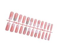 Lot de 24 faux ongles à presser en ABS avec nœuds 3D et strass pour fêtes et mariages
