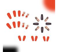 Lot de 24 faux ongles à presser en acrylique avec renards pour femmes et filles