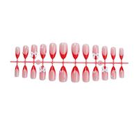 Lot de 24 faux ongles à presser en forme d'amande, avec nœud mignon, couverture complète à coller, en acrylique, pour la Saint-Valentin