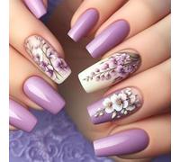 Lot de 24 faux ongles à presser en forme de cercueil en acrylique - Finition brillante - Application facile - Faux ongles brillants