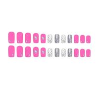Lot de 24 faux ongles à presser en forme de cœur argenté pour la Saint-Valentin, les fêtes et les rendez-vous romantiques
